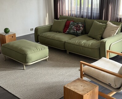 Wunder-The lounge zetel met poef in Sunbrella green - 35%