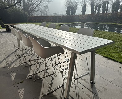 Extremis-Marina high table with 8 Captain Chairs