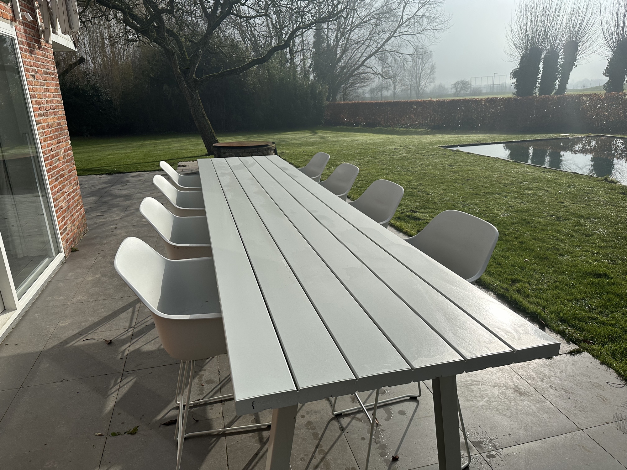 Extremis-Marina hoge tafel met 8 barkrukken Captain's Chair wit